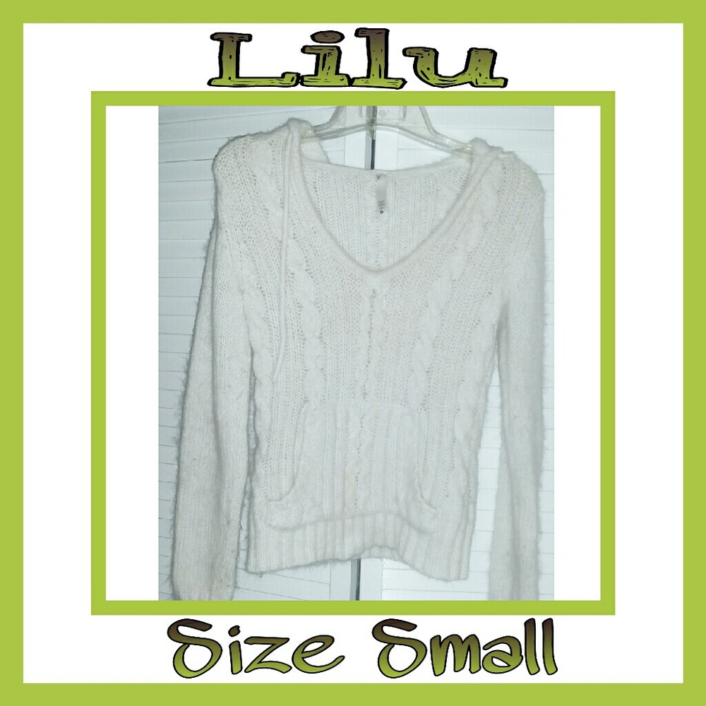 Soft white 30% angora sweater hoodie